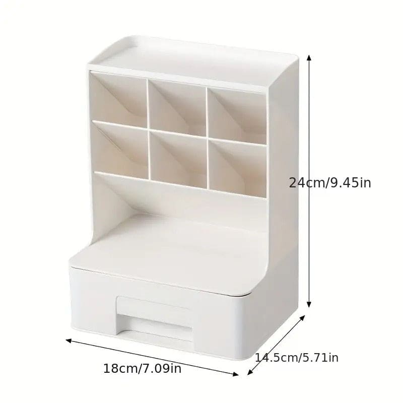 Slop Desktop Storage Box With Drawer, Classify Drawer Type Storage Box, 6 Compartment Multipurpose Organizer With Drawer, Rounded Corners Desk Stationary Organizer, Office School Inclines Desk Pen Organizer Slop Desktop Storage Box With Drawer, Classify Drawer Type Storage Box, 6 Compartment Multipurpose Organizer With Drawer, Rounded Corners Desk Stationary Organizer, Office School Inclines Desk Pen Organizer